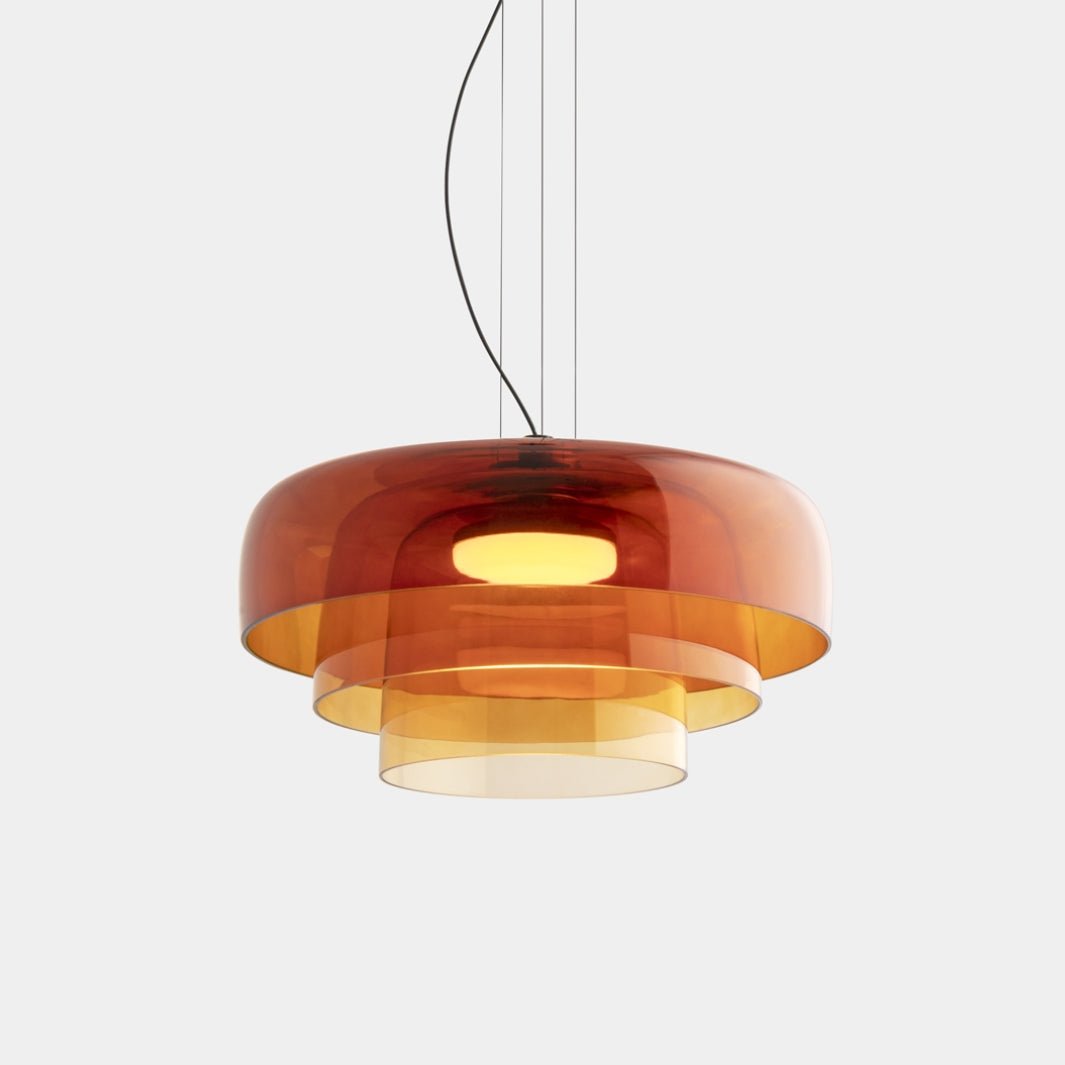 Layered Glass Pendant – Modern Design in Orange, Green or Gray for Dining Table or Living Room