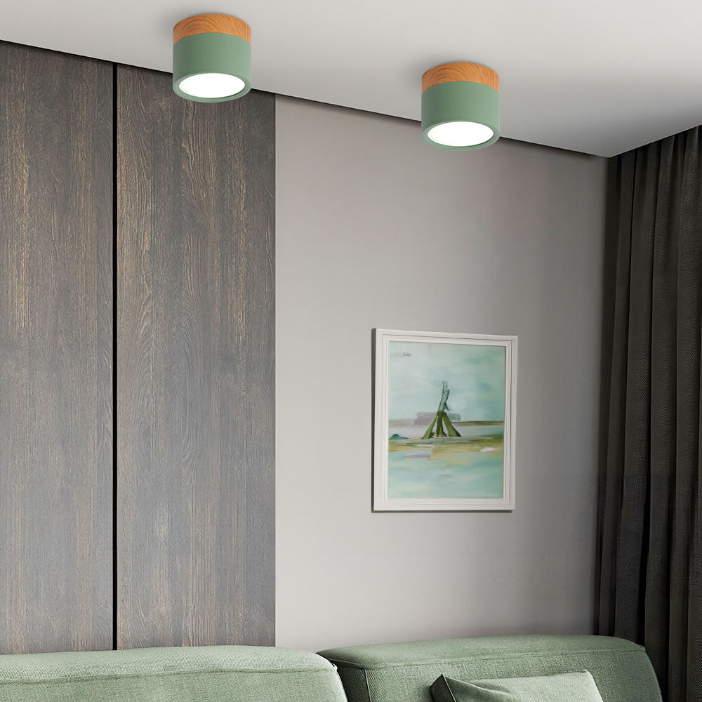 Ceiling Lamp – Aluminum with Wood Accent, Modern Design for the Entryway, Dining Room, or Living Room