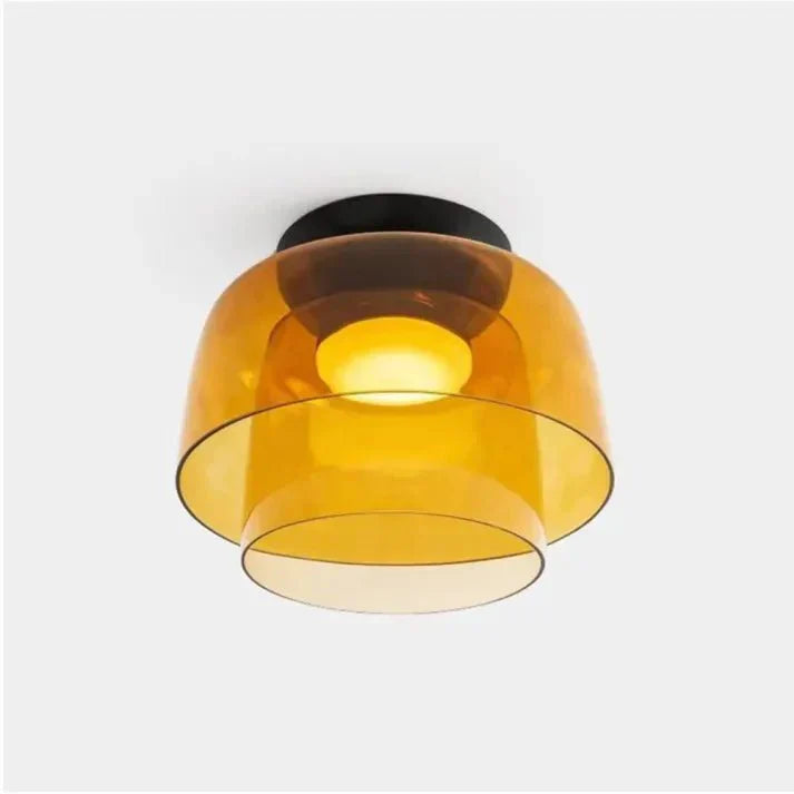 Scandinavian Glass Ceiling Lamp – Modern Design with Three-colored LED for Living Room or Dining Room