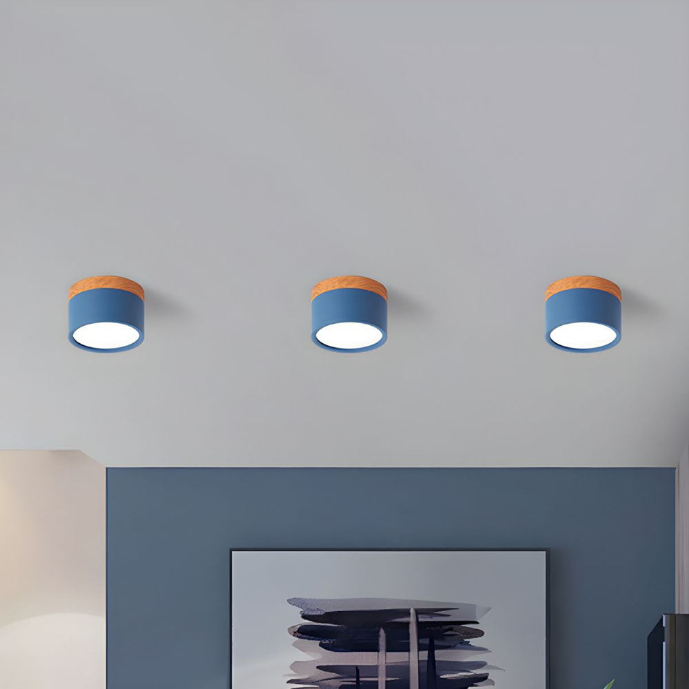 Ceiling Lamp – Aluminum with Wood Accent, Modern Design for the Entryway, Dining Room, or Living Room