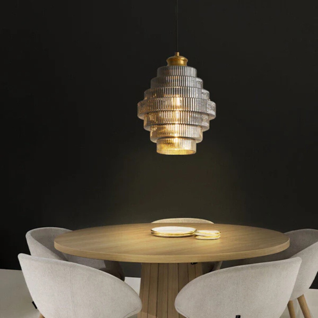 Retro Pendant Lamp – Glass and Brass, Modern Design for Living Room or Dining Room