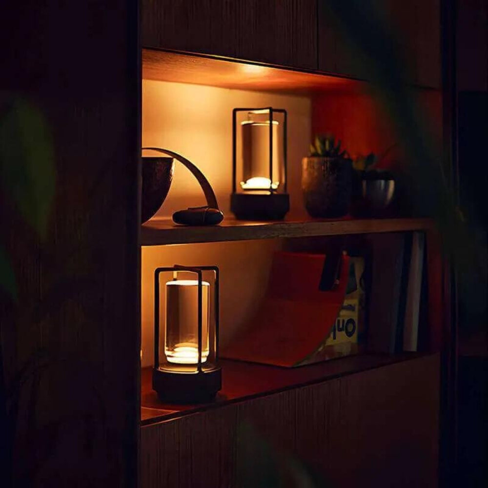 Trådløs bordlampe – sort metal, minimalistisk design til indendørs og udendørs dekoration