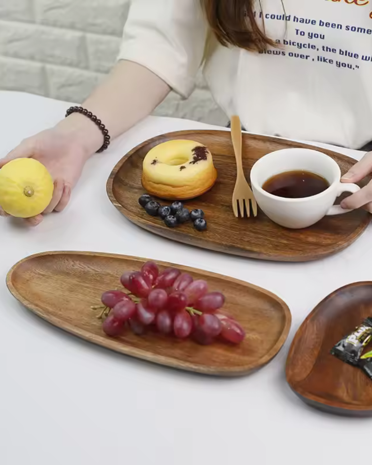 Tree Serving Board Set – Natural Acacia, Rustic Style for Kitchen or Dining Table