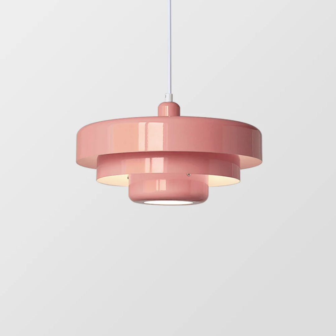 Layered pendant lamp – Modern metal lamp in green, orange or white for dining table or living room.
