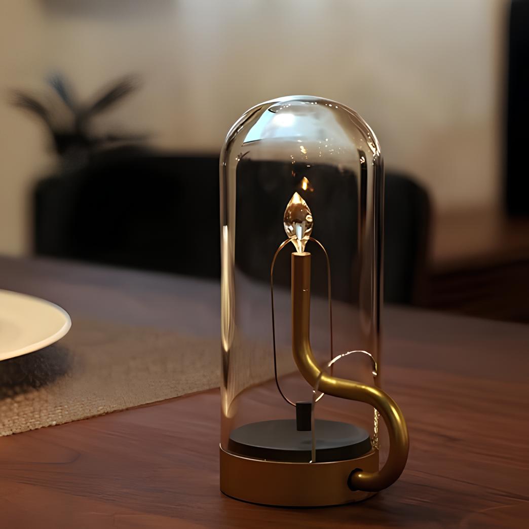 Vintage Pendule Lampe – Glas og Aluminium, Varm Hvid LED Belysning til Stuen eller Haven