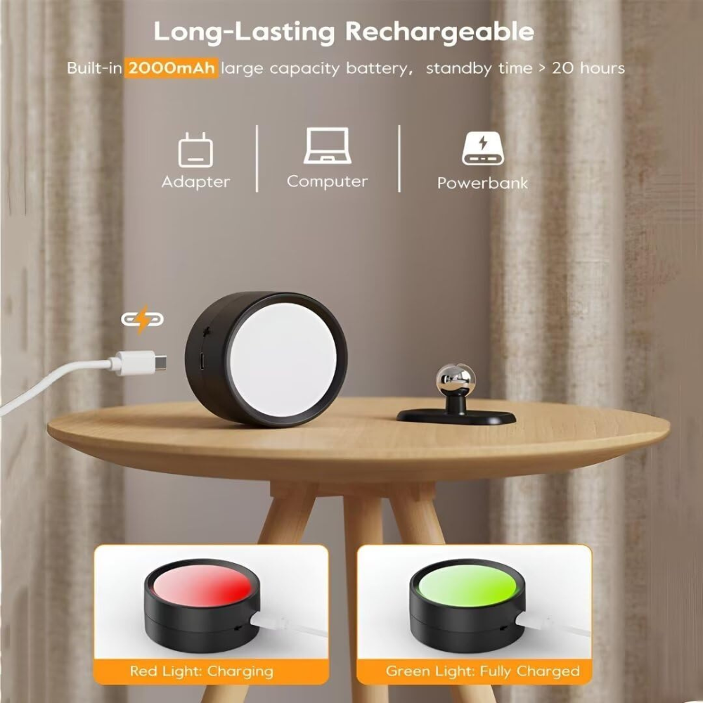 Rechargeable Wall Lamp – Cylindrical Design in White for Bedroom, Living Room or Hallway with Anstäländer