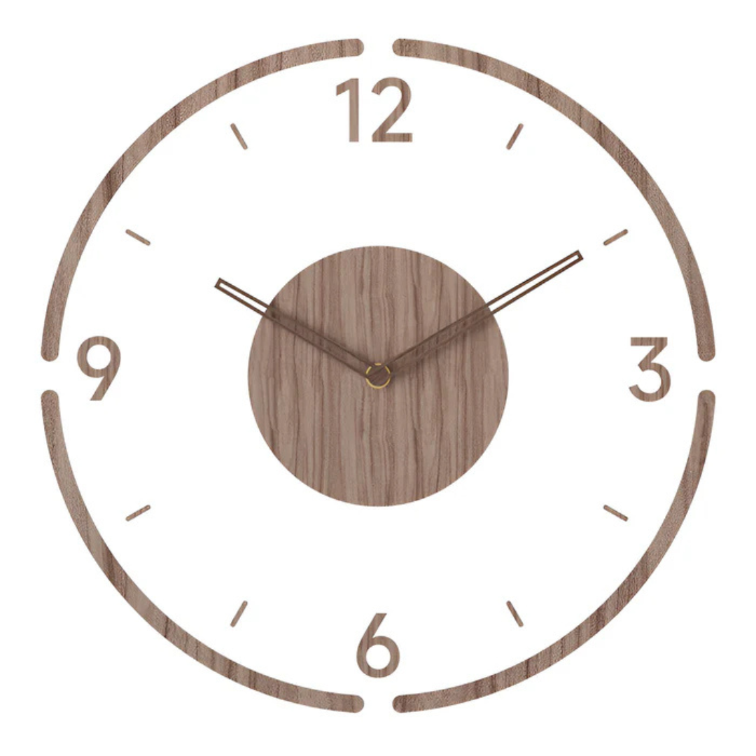 Modern wall clock – clear acrylic and wood, simple design for living room or office