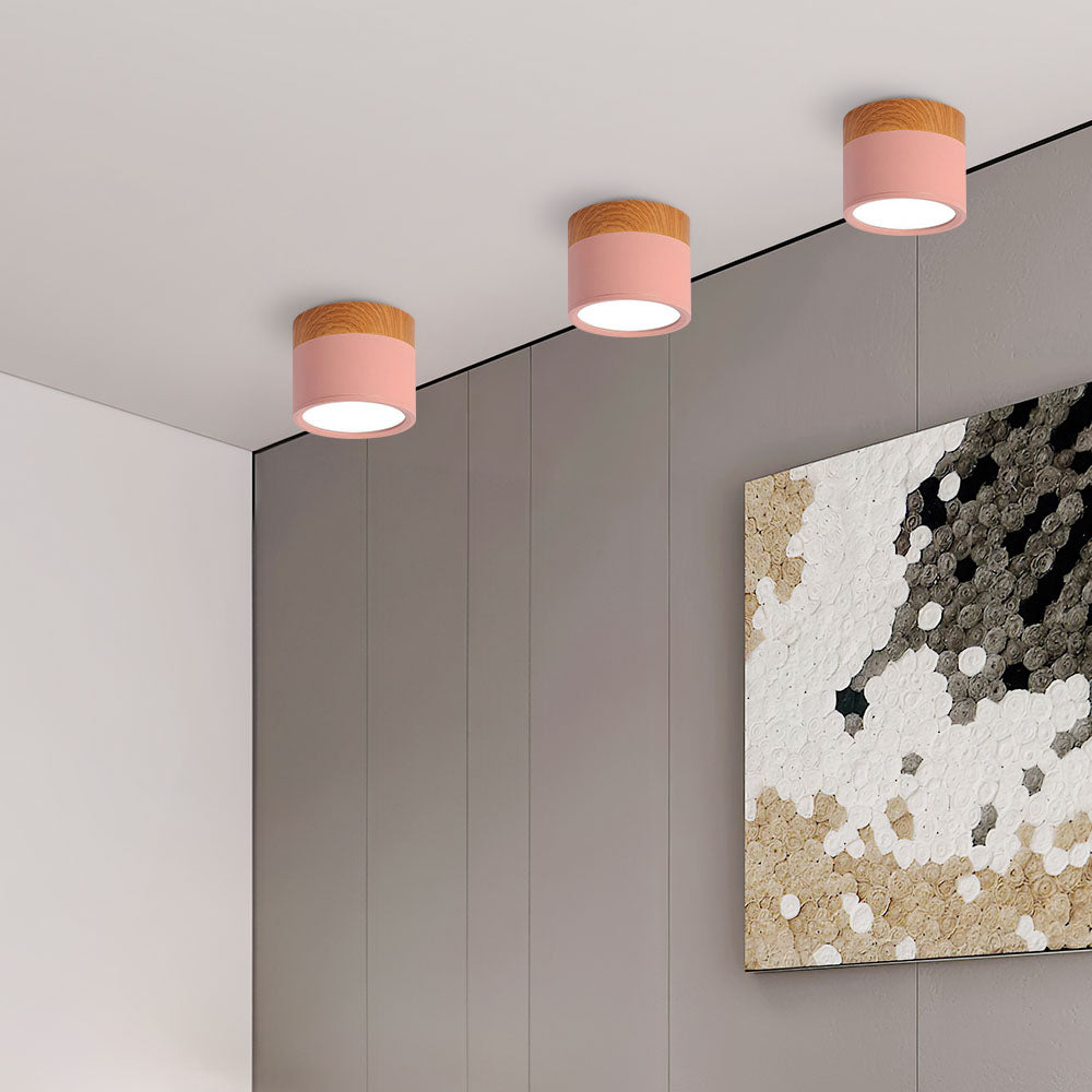 Ceiling Lamp – Aluminum with Wood Accent, Modern Design for the Entryway, Dining Room, or Living Room