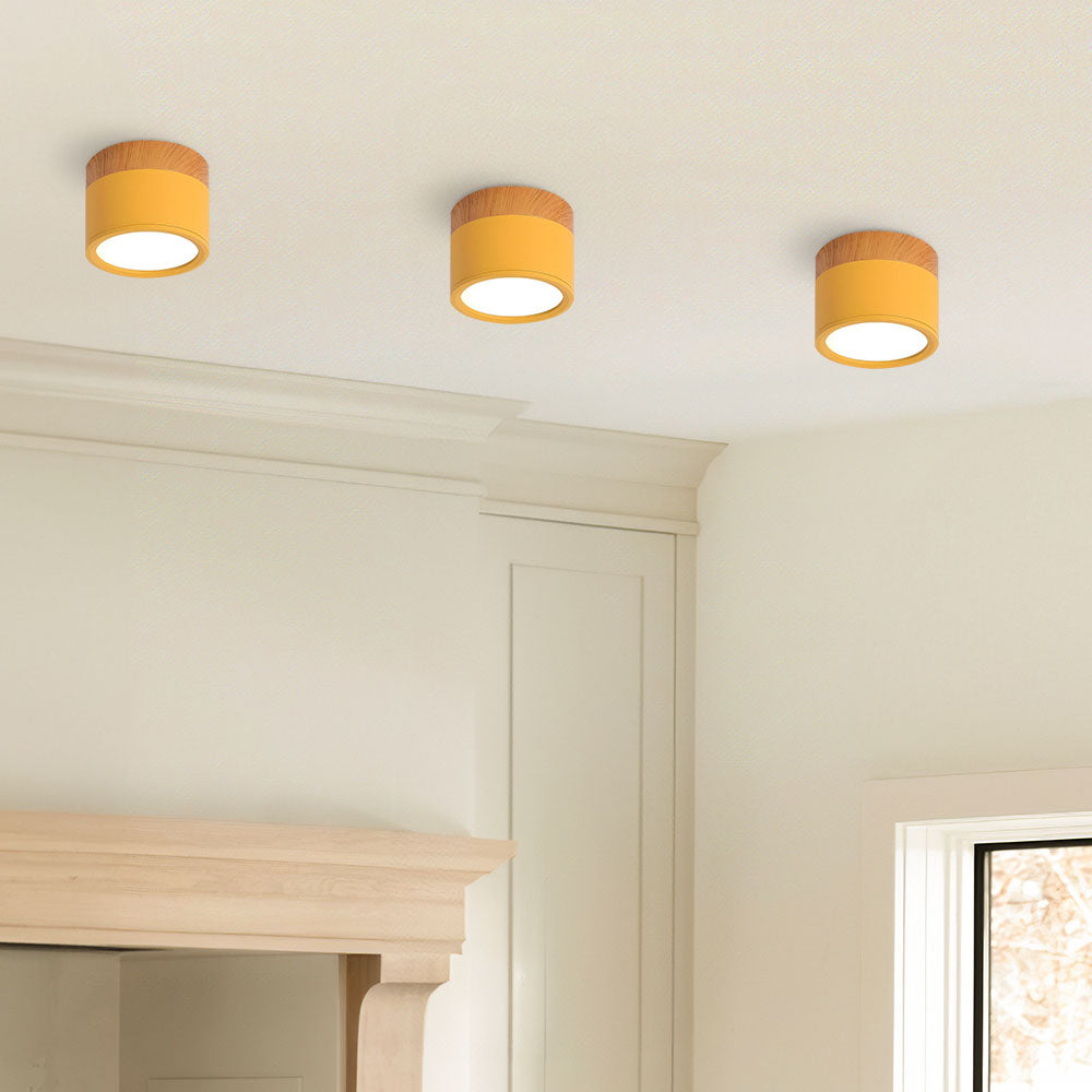 Ceiling Lamp – Aluminum with Wood Accent, Modern Design for the Entryway, Dining Room, or Living Room