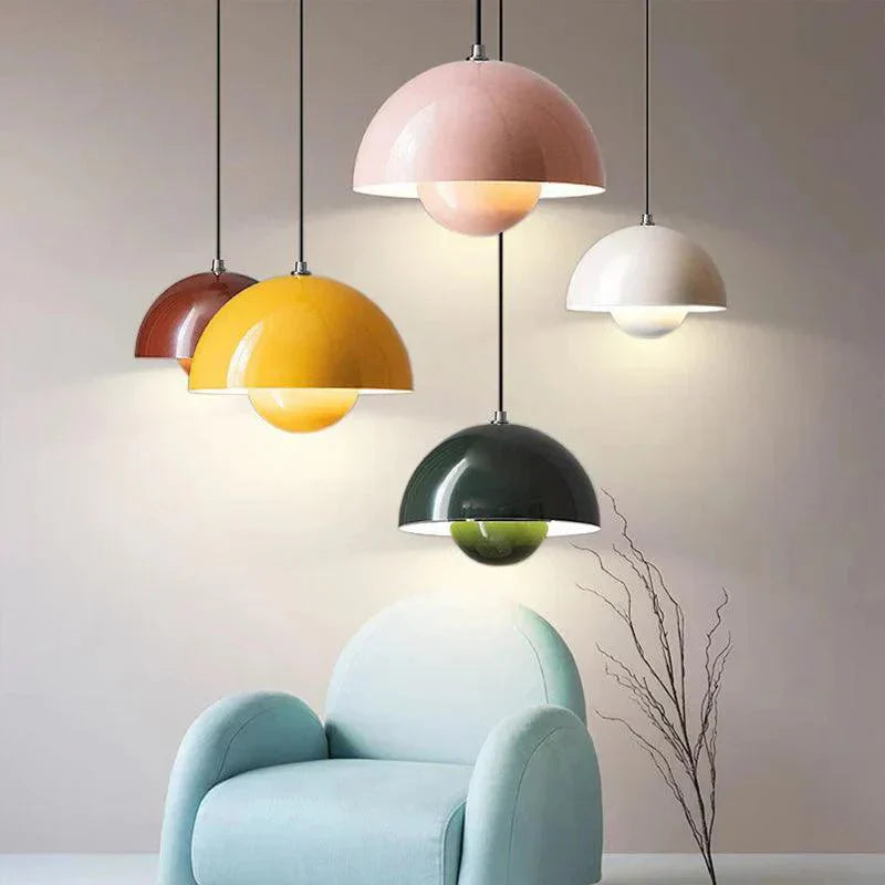Scandinavian Pendant Light – Matte Black, Semi-Circular Shape for the Dining Room or Living Room