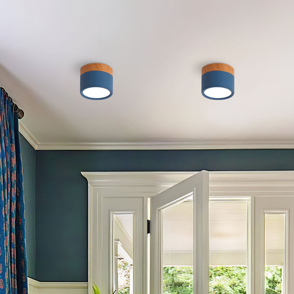 Ceiling Lamp – Aluminum with Wood Accent, Modern Design for the Entryway, Dining Room, or Living Room