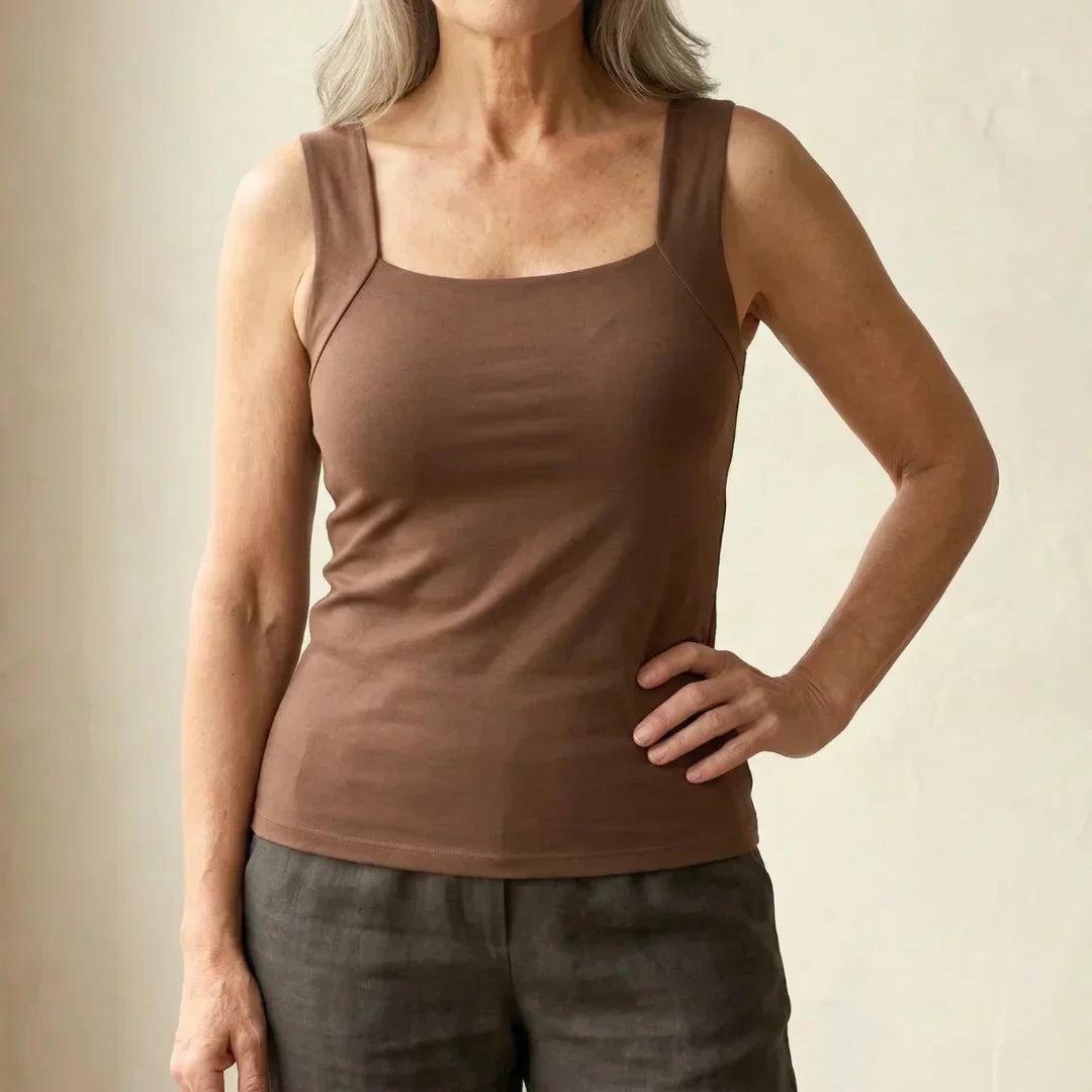 Dame Tanktop med Indbygget Bh - Blødt Jersey