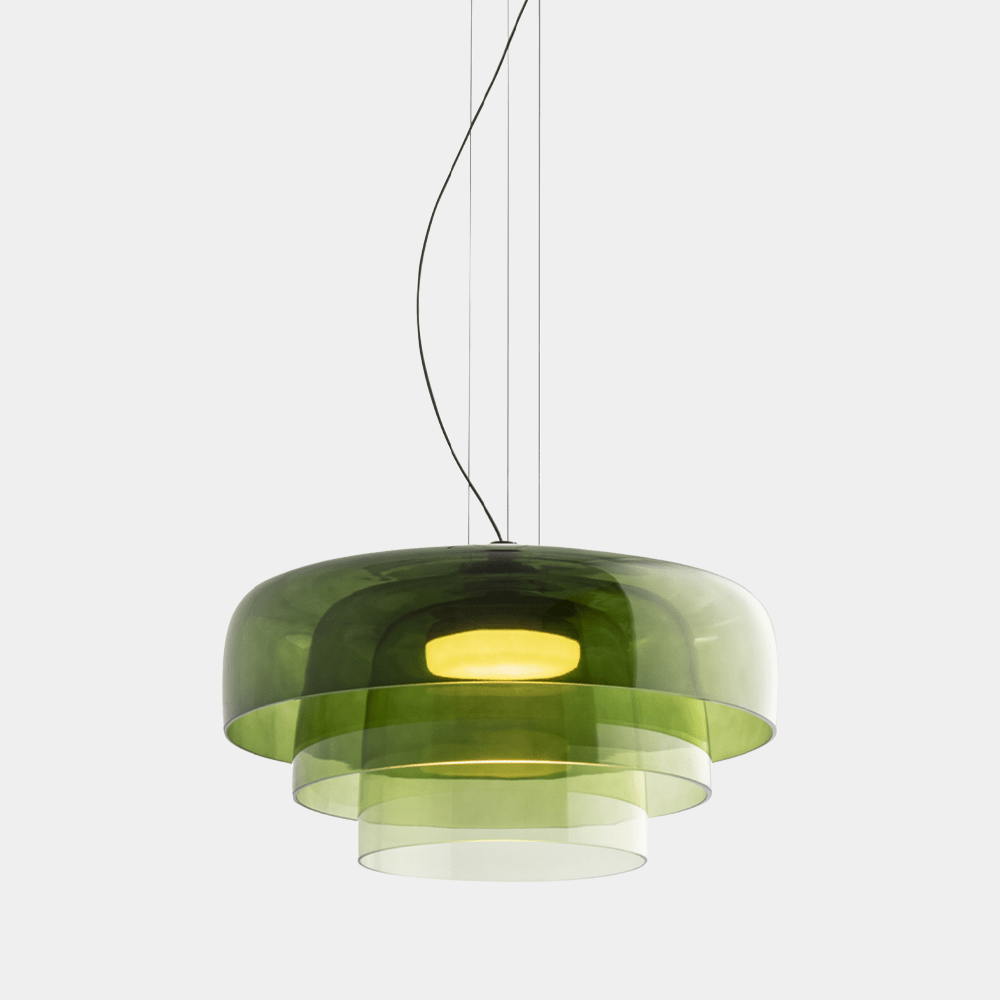 Layered Glass Pendant – Modern Design in Orange, Green or Gray for Dining Table or Living Room