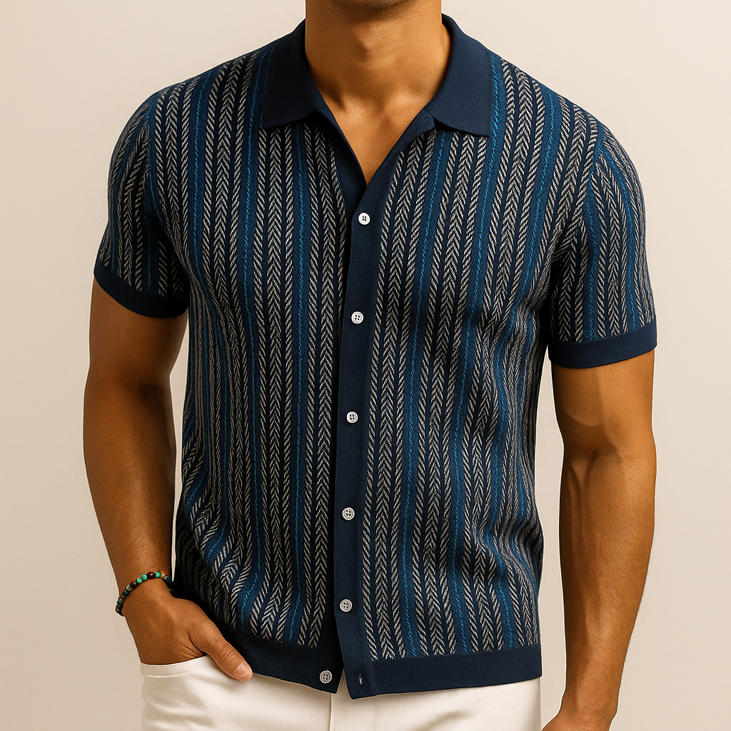 Herreskjorte Button-Down i Økologisk Bomuldsmix, Herringbone