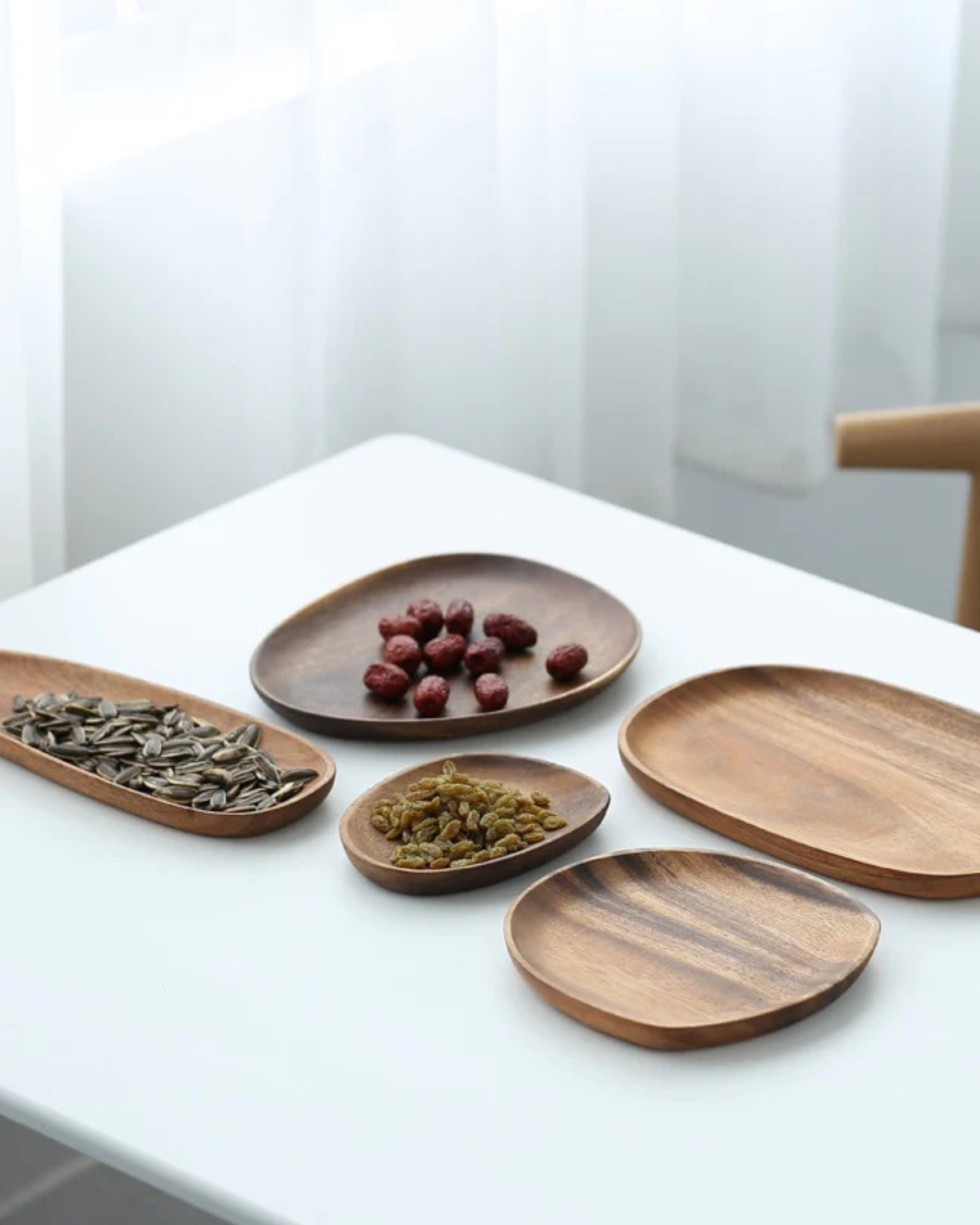 Tree Serving Board Set – Natural Acacia, Rustic Style for Kitchen or Dining Table
