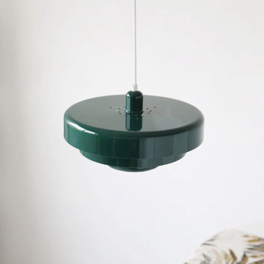 Layered pendant lamp – Modern metal lamp in green, orange or white for dining table or living room.
