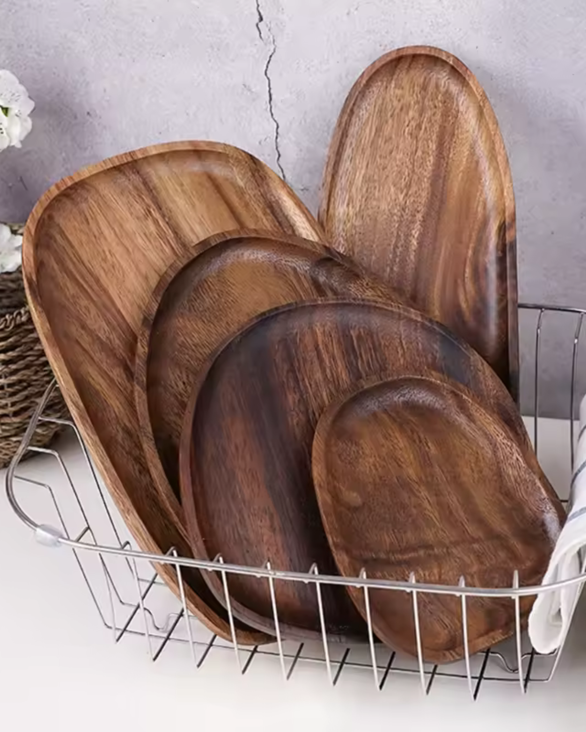 Tree Serving Board Set – Natural Acacia, Rustic Style for Kitchen or Dining Table