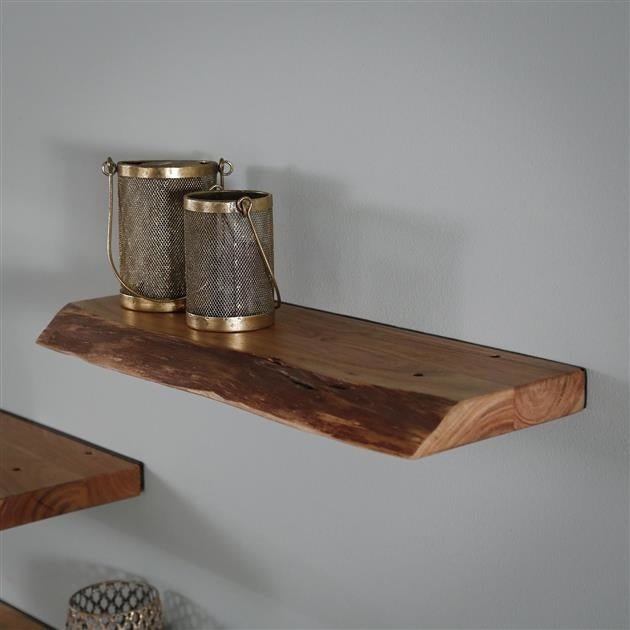 Wall Shelf – Acacia Wood with Black Steel Frame, Industrial Design for the Living Room or Bedroom