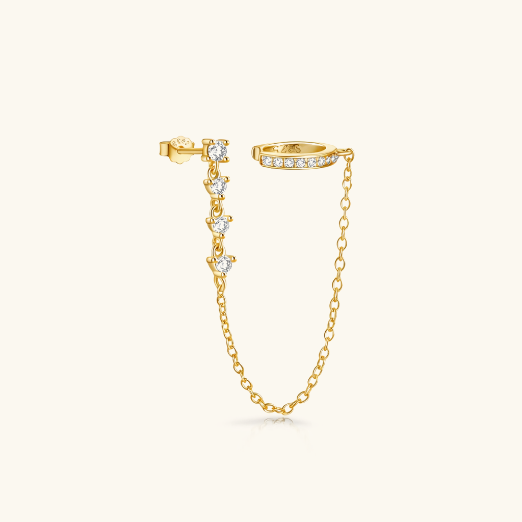 Dame Cuff Øreringe med Kædekvast og Zirkonia