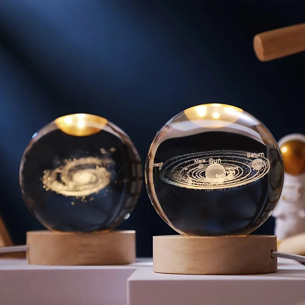 Luminous Crystal Bal – Glas, Varm Hvid Belysning til Soveværelse eller Stue Dekoration