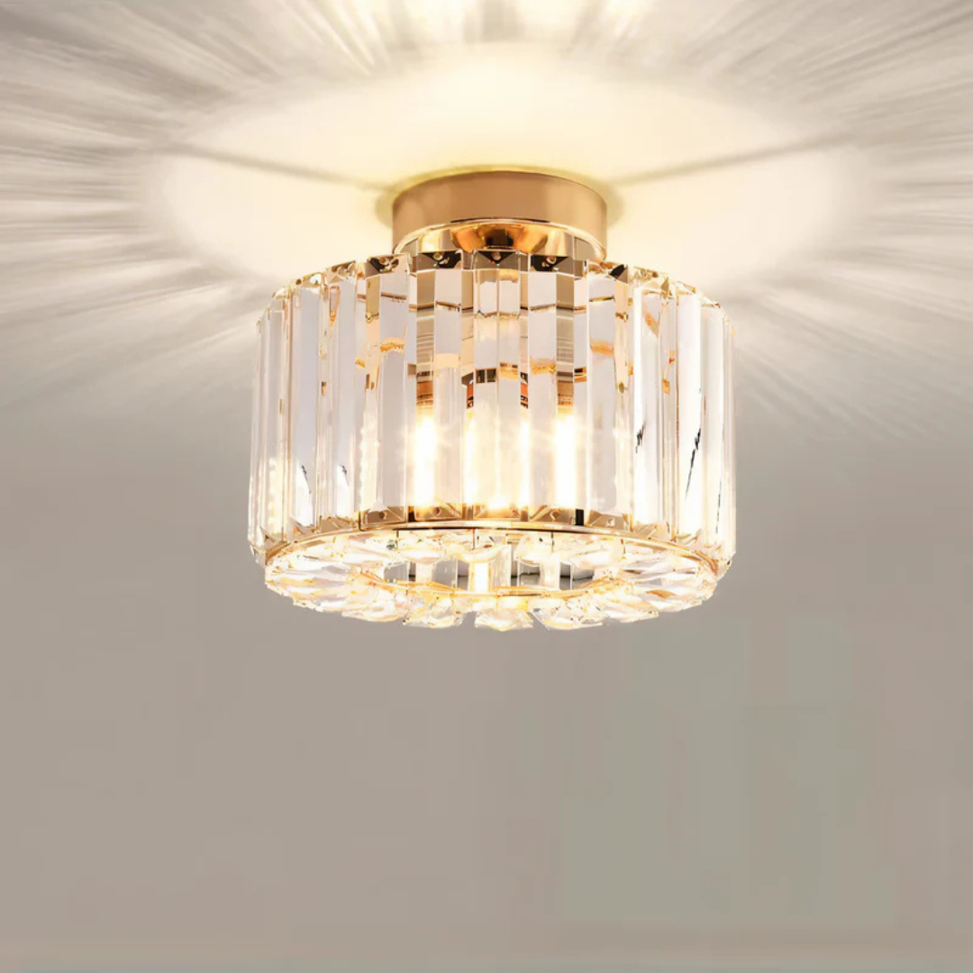 Crystal Ceiling Lamp – Iron and Crystal, Modern Design for Living Room or Bedroom