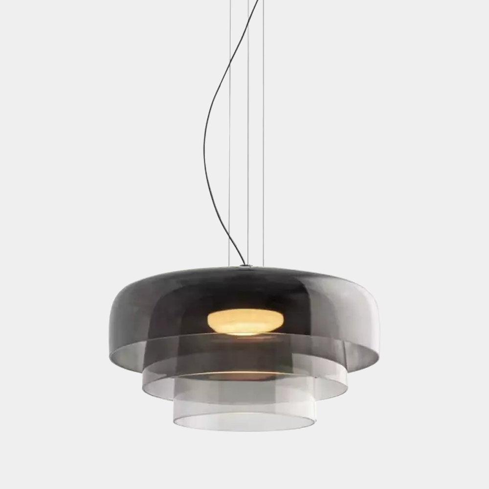 Layered Glass Pendant – Modern Design in Orange, Green or Gray for Dining Table or Living Room
