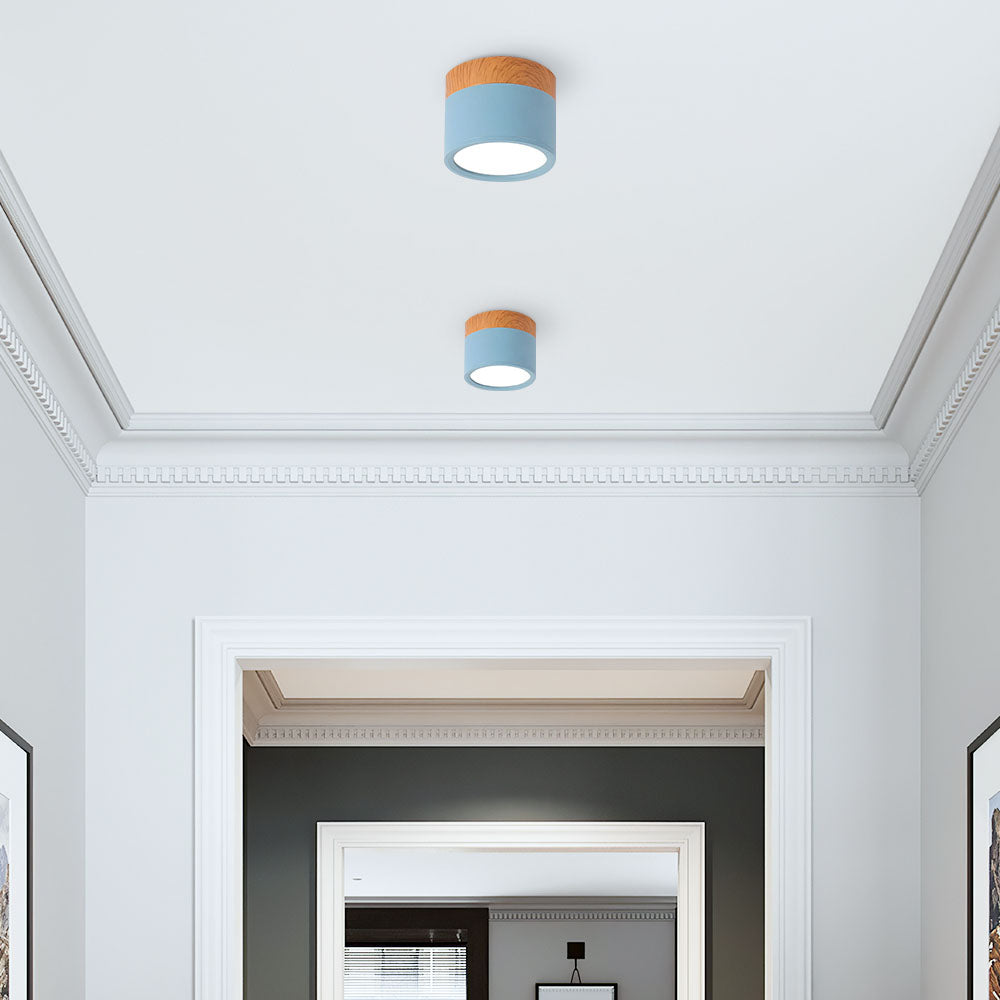 Ceiling Lamp – Aluminum with Wood Accent, Modern Design for the Entryway, Dining Room, or Living Room