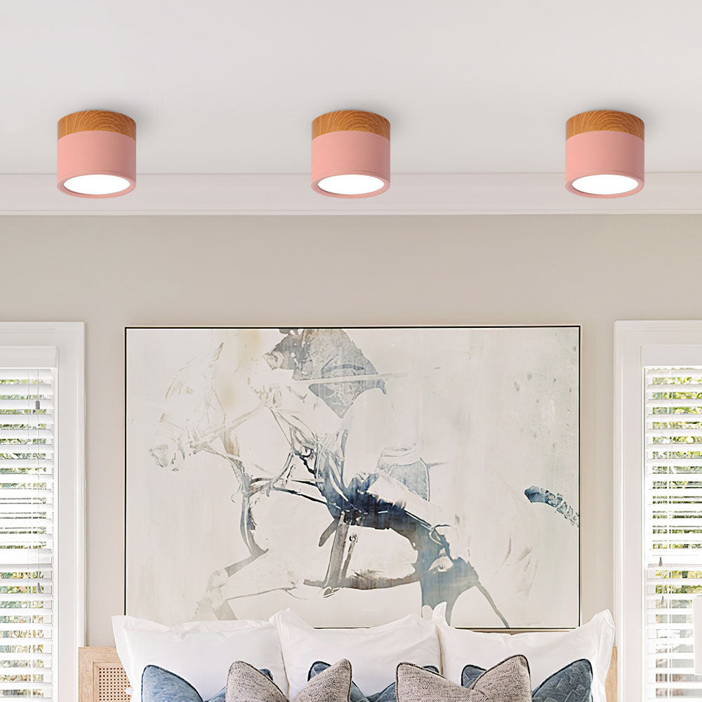 Ceiling Lamp – Aluminum with Wood Accent, Modern Design for the Entryway, Dining Room, or Living Room