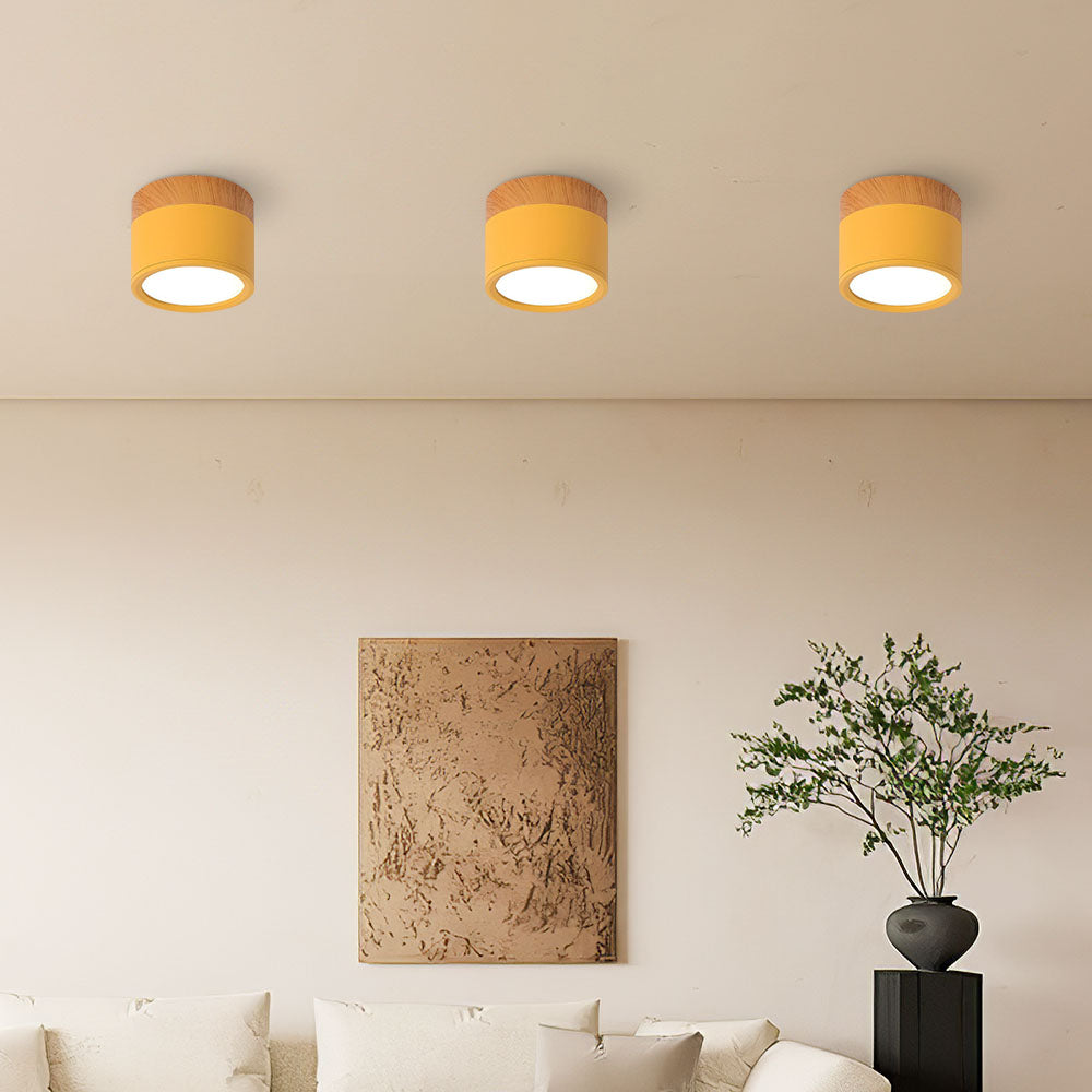Ceiling Lamp – Aluminum with Wood Accent, Modern Design for the Entryway, Dining Room, or Living Room