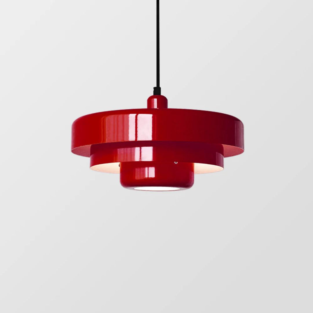 Layered pendant lamp – Modern metal lamp in green, orange or white for dining table or living room.