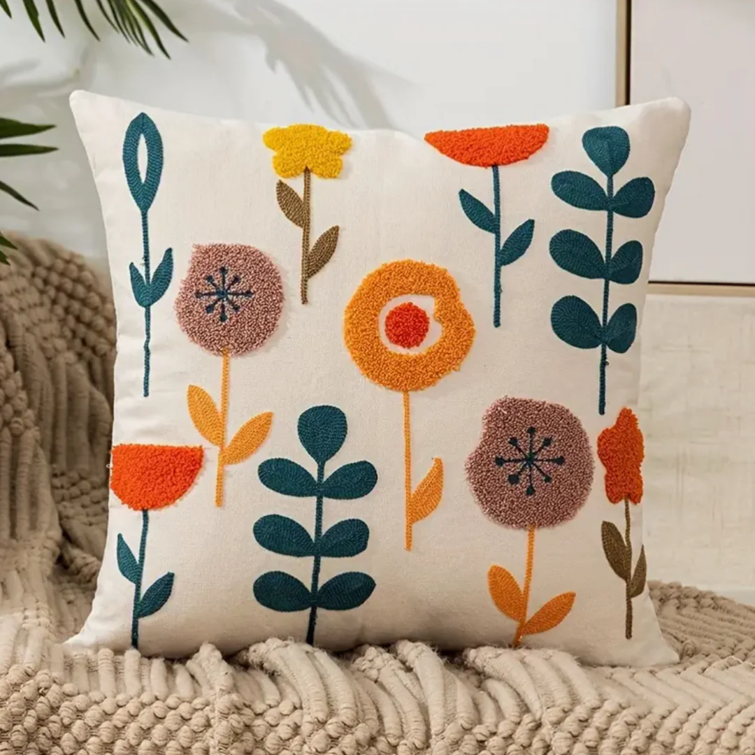 Decorative pillow – Cotton and Polyester, Floral print for Sofa or Armchair