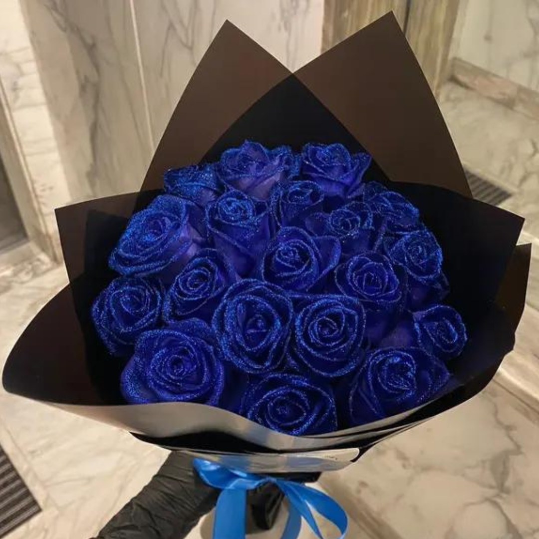 Glitterroser Kunstige Dekorationsblomster - Skinnende Rose til Boligindretning