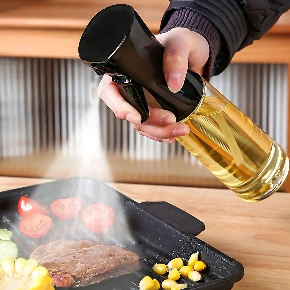 Oil Spray Bottle – Glass, Ergonomic Design for Healthy Cooking and Grilling