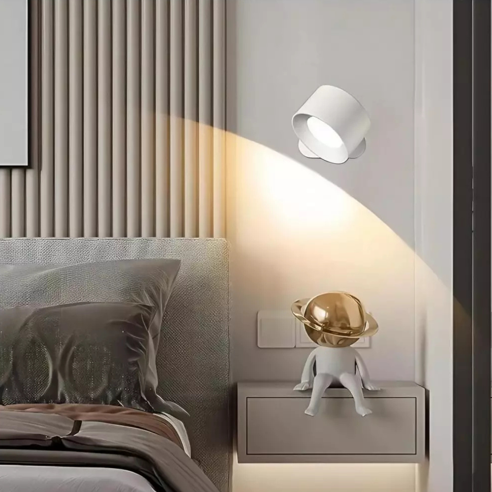 Rechargeable Wall Lamp – Cylindrical Design in White for Bedroom, Living Room or Hallway with Anstäländer