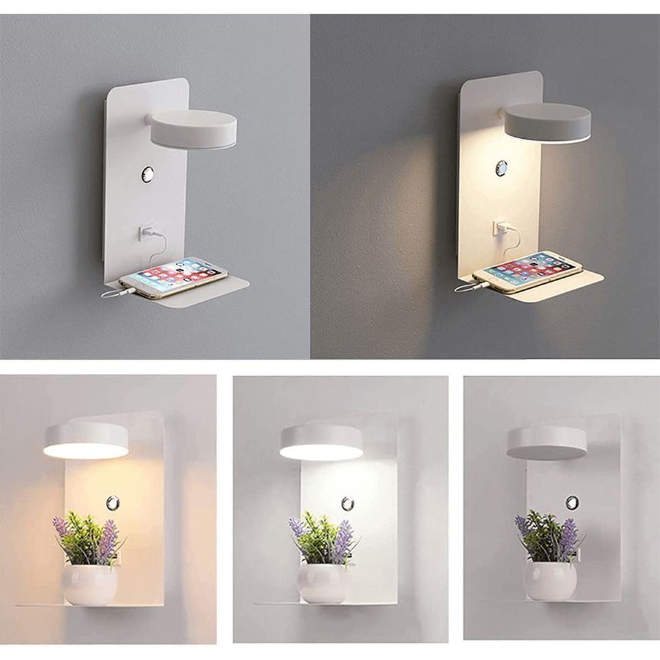 Multifunctional Lamp – Black, Modern Design with Charging Station and Shelf for the Living Room or Bedroom