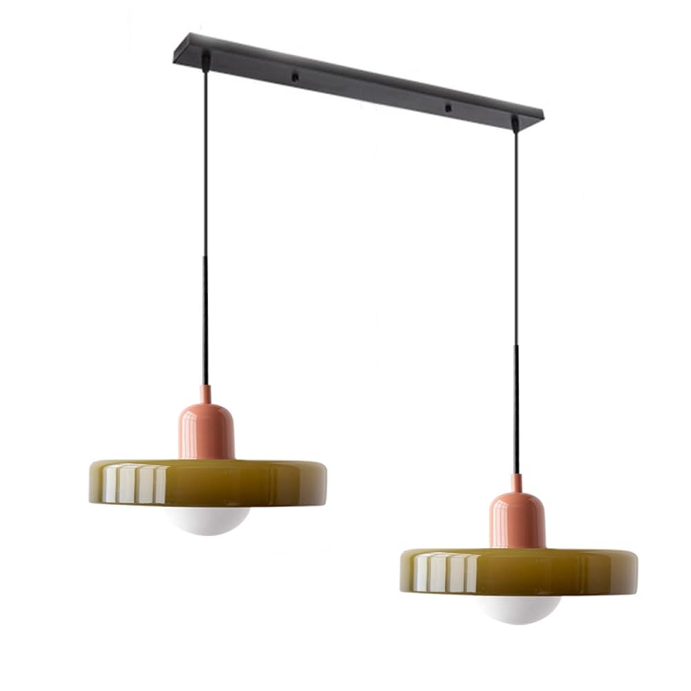 Double Pendant Lamp – Modern Glass Design Lamp with Two Light Sources for Dining Table or Living Room