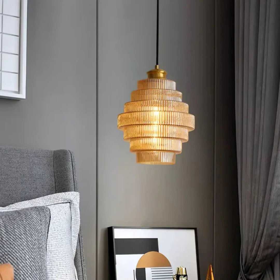 Retro Pendant Lamp – Glass and Brass, Modern Design for Living Room or Dining Room
