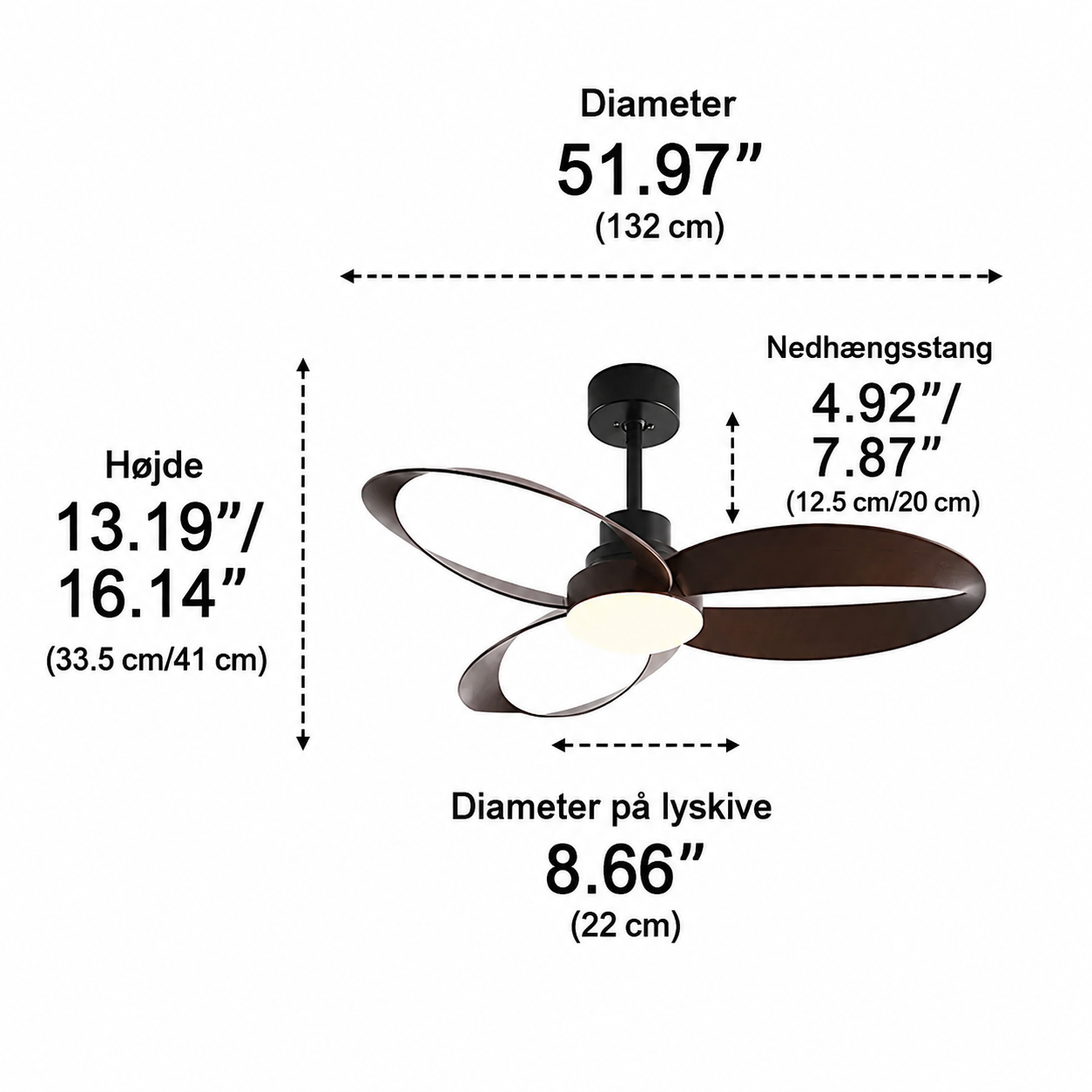 Modern Ceiling Fan – Wooden Blades with dimmable LED Lighting for the Living Room or Bedroom