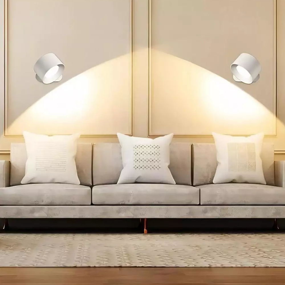 Rechargeable Wall Lamp – Cylindrical Design in White for Bedroom, Living Room or Hallway with Anstäländer