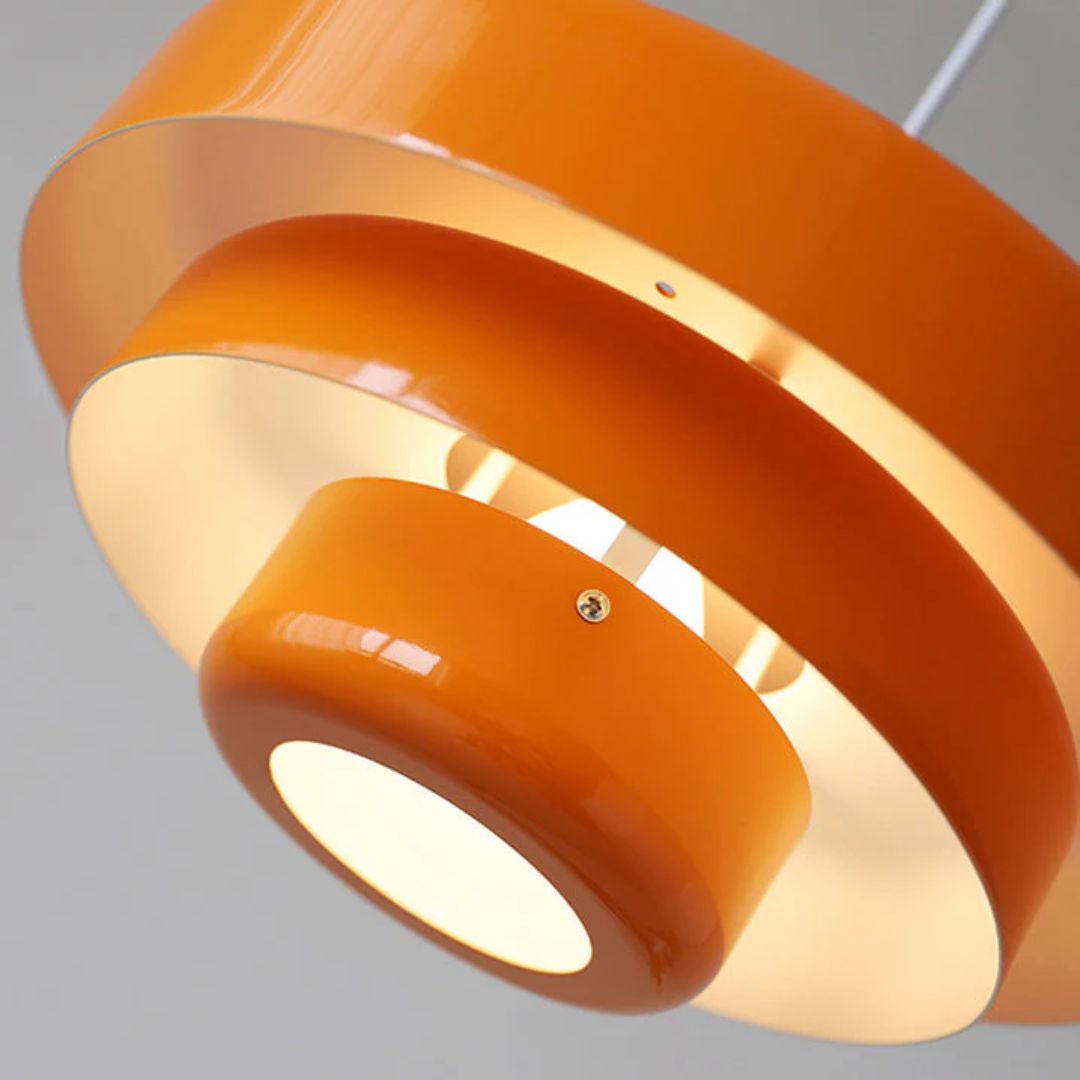 Layered pendant lamp – Modern metal lamp in green, orange or white for dining table or living room.
