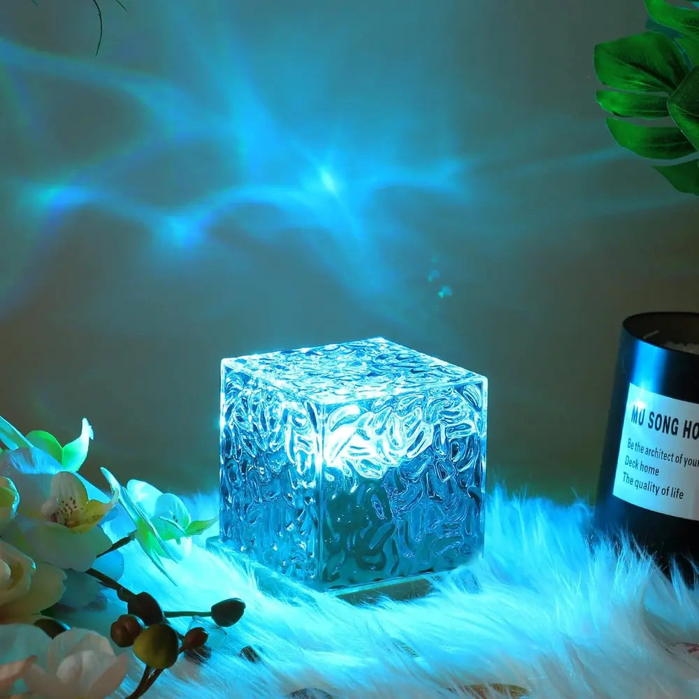 Aurora Borealis Lamp – Wooden Base, Colorful Cube for Bedroom or Living Room Decoration