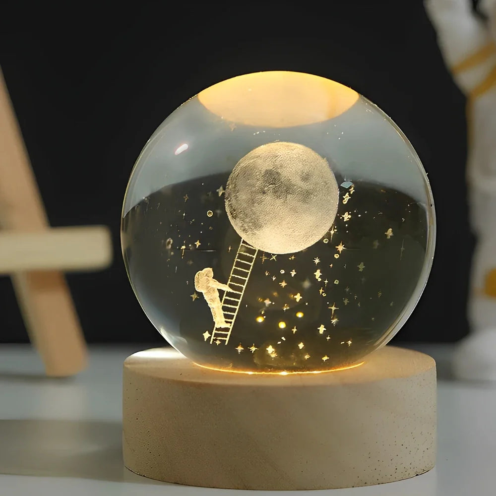 Luminous Crystal Bal – Glas, Varm Hvid Belysning til Soveværelse eller Stue Dekoration