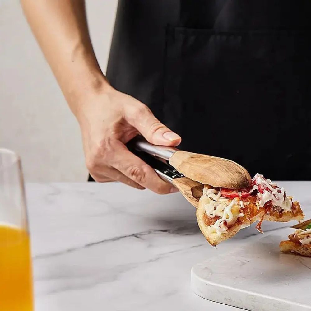 Køkken Tangen Sæt – Rustfrit Stål og Træ Håndtag til Grillning og Servering af Mad