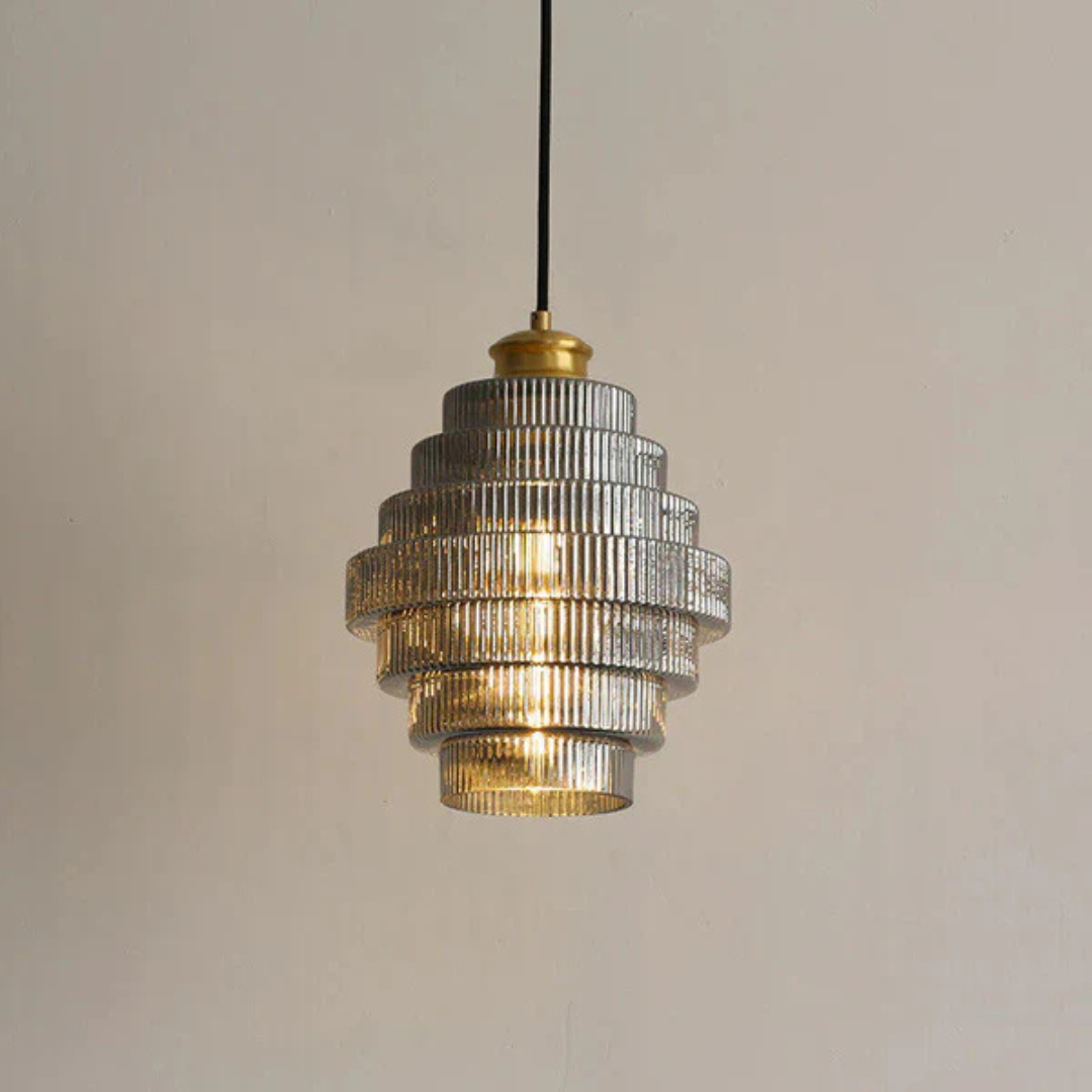 Retro Pendant Lamp – Glass and Brass, Modern Design for Living Room or Dining Room