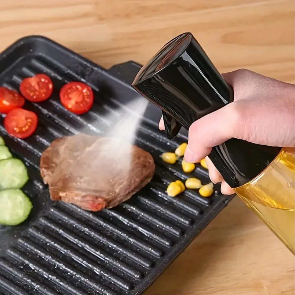 Oil Spray Bottle – Glass, Ergonomic Design for Healthy Cooking and Grilling