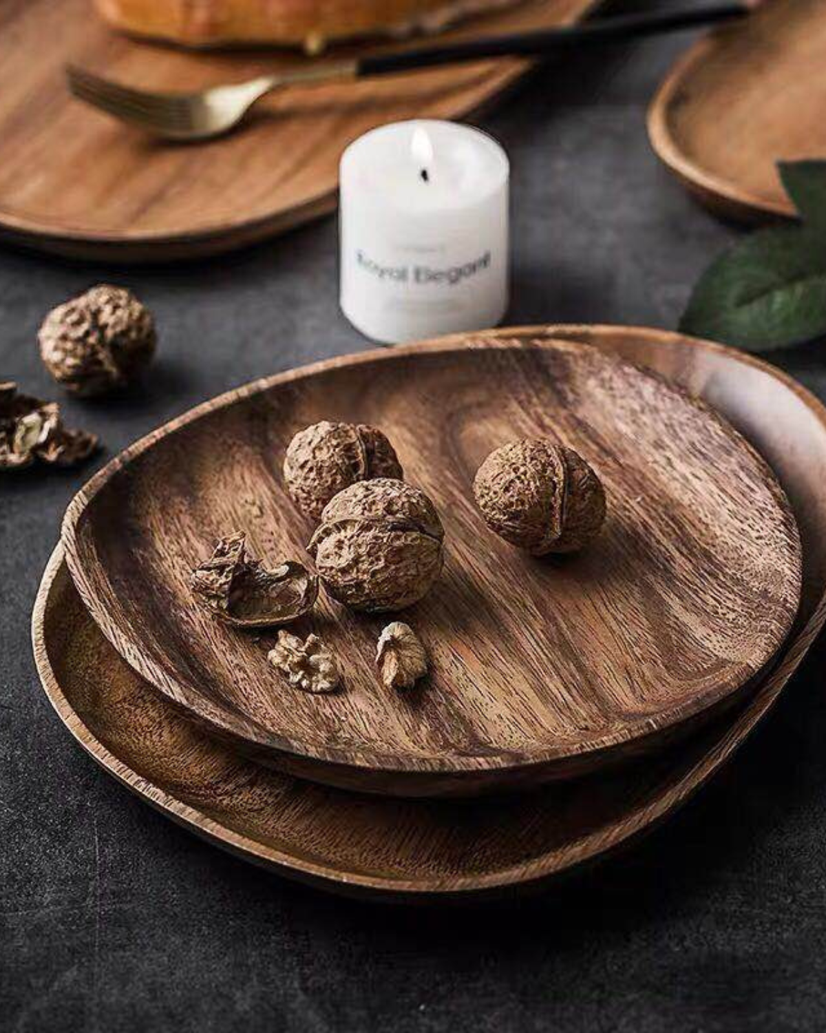 Tree Serving Board Set – Natural Acacia, Rustic Style for Kitchen or Dining Table