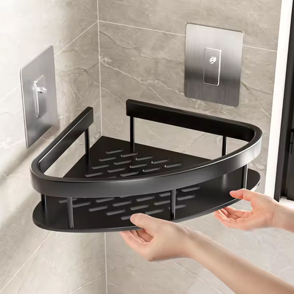 Aluminium Brush Shelf – Self-adhesive, Modern Design for Bathroom Storage