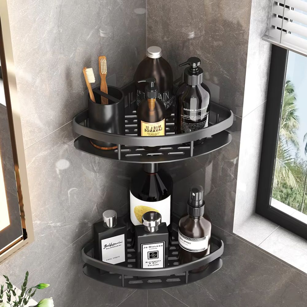 Aluminium Brush Shelf – Self-adhesive, Modern Design for Bathroom Storage