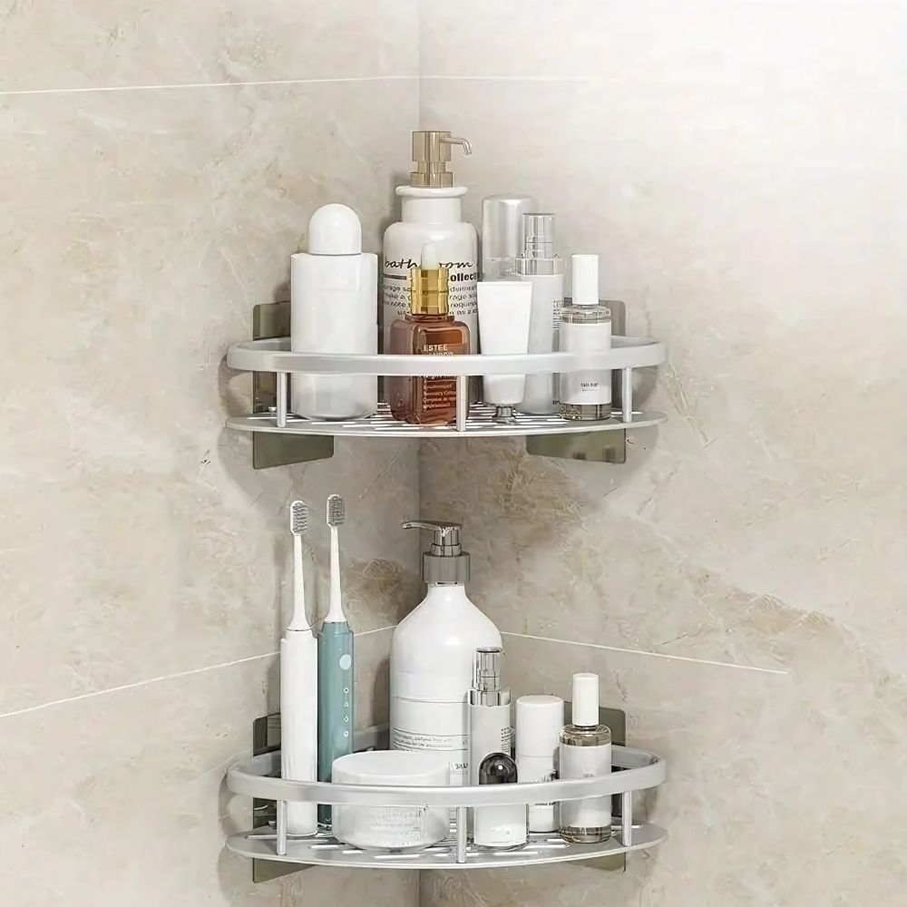 Aluminium Brush Shelf – Self-adhesive, Modern Design for Bathroom Storage