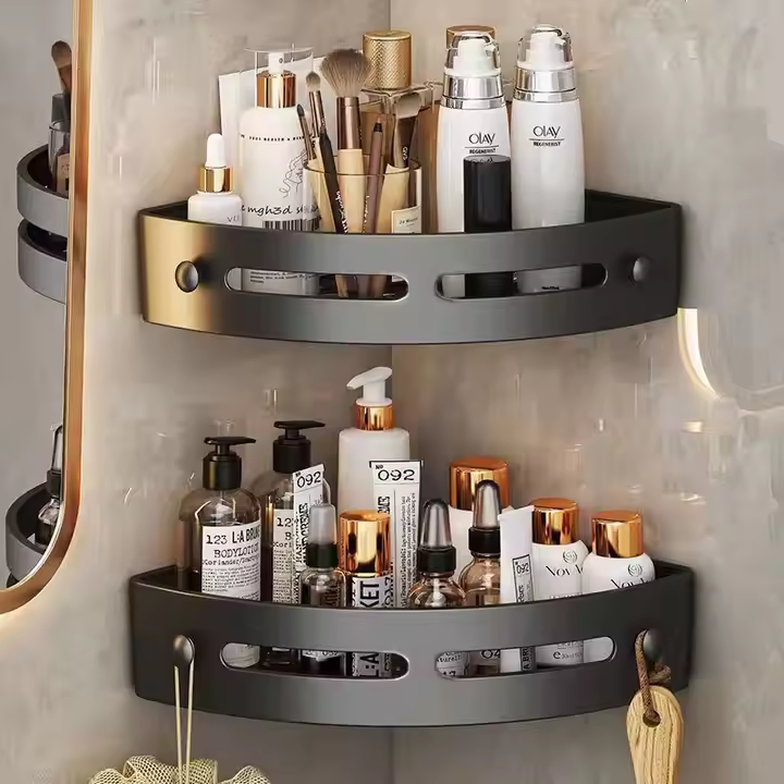 Shower shelf – Transparent, simple design for bathroom storage without drilling